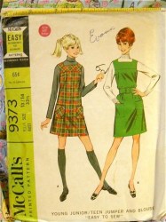 9373 1968 JR LS BLOUSE, SLVLSS POCKET JUMPER PATTERN 13/14 33.5''